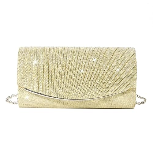 Jiqoe Umschlagtasche für Hochzeit, Party, Damen, Mädchen, formelle Abendtasche mit Kette, Bankett, Geldbörse, Cocktail-Handtasche, Clutches, gold von Jiqoe