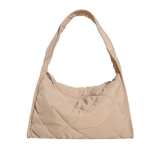 Jiqoe Vielseitige Damen Gesteppte Daunen Schultertasche Handtasche Achseltaschen für Frauen und Mädchen, khaki von Jiqoe