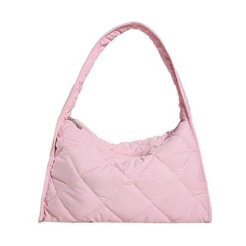 Jiqoe Vielseitige Damen Gesteppte Daunen Schultertasche Handtasche Achseltaschen für Frauen und Mädchen, rose von Jiqoe