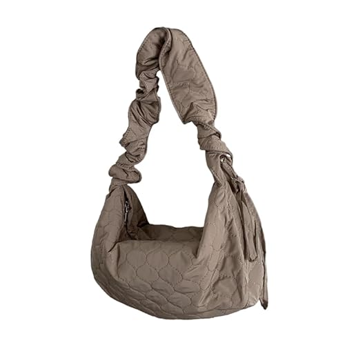 Plissierte Umhängetasche, schlicht, modisch, einfarbig, trendige Tasche für Mädchen und Damen, koreanischer Stil, Kordelzug, khaki von Jiqoe