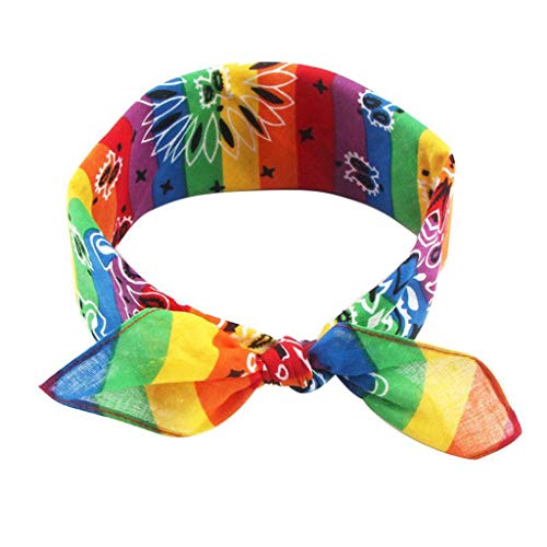 Unisex Baumwoll Hip Hop Bandana Kopfbedeckung Regenbogen Streifen Haarband Für Kopf Quadratischer Schal Halswickel Armband Stirnbänder Haarband Für Kinder Mädchen Mädchen Kind Frau Clips von Jiqoe