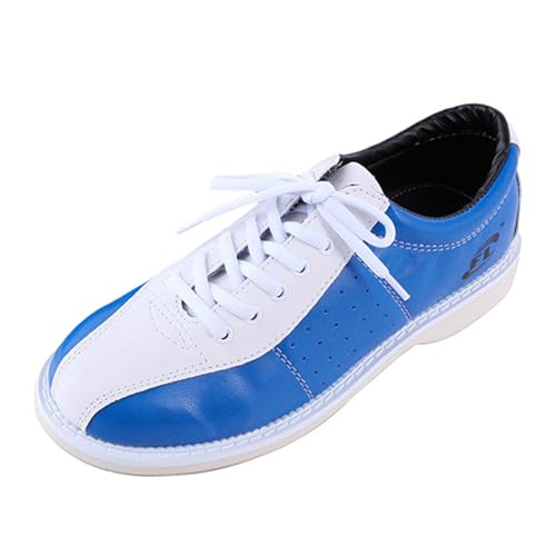 JiuQing Bowlingschuhe Herren Damen Anfänger Mikrofaser Gleitsohle Indoor-Bowling-Trainingsschuhe,Blau,35 EU von JiuQing