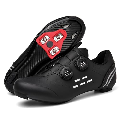 JiuQing Fahrradschuhe Herren Damen Rennrad Mountainbike-Schuhe Kompatibel Mit Peloton SPD Look Delta Cleats Fahrradschuhe,Schwarz,40 EU von JiuQing