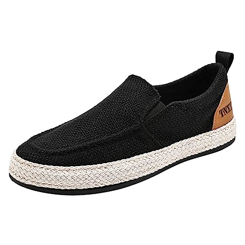 JiuQing Herren Canvas Loafers Slip-On Wanderschuhe Leinen Flache Sommer Casual Espadrilles,Schwarz,43 EU JiuQing Herren Canvas Loafers Slip-On Wanderschuhe Leinen Flache Sommer Casual Espadrilles,Schwarz,43 EU von JiuQing