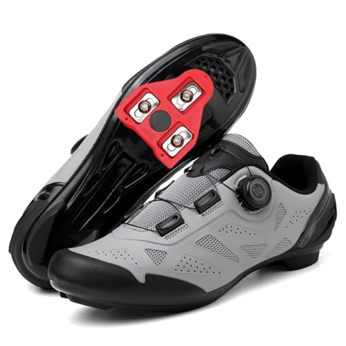 JiuQing Herren-Fahrradschuhe Rennradschuhe Kompatibel Mit Peloton Delta Cleats Indoor-Fahrradschuhe,Grau,40 EU von JiuQing