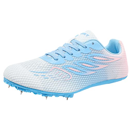 JiuQing Leichtathletik-Schuhe Für Herren Damen Spikes Professionelle Sprint-Schuhe Leichte Spring-Laufschuhe Für Jugendliche,Rosa,40 EU von JiuQing