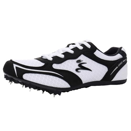 JiuQing Leichtathletikschuhe Herren Damen Kinder Spikes Schuhe Spring Und Sprint Athletik Trainingsschuhe,Weiß,42 EU von JiuQing