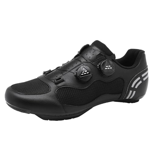 JiuQing Mountainbike-Schuhe Für Herren Damen MTB-Fahrradschuhe Mit 2-Schrauben SPD-Cleats Kompatibel Leicht Für Outdoor-Fahrten,Schwarz,43 EU von JiuQing