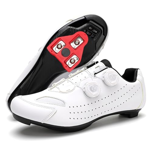 JiuQing Unisex-Fahrradschuhe Kompatibel Mit Peloton SPD Indoor-Rennradschuhen Delta Cleats Outdoor-Reitschuhen,Weiß,36 EU von JiuQing