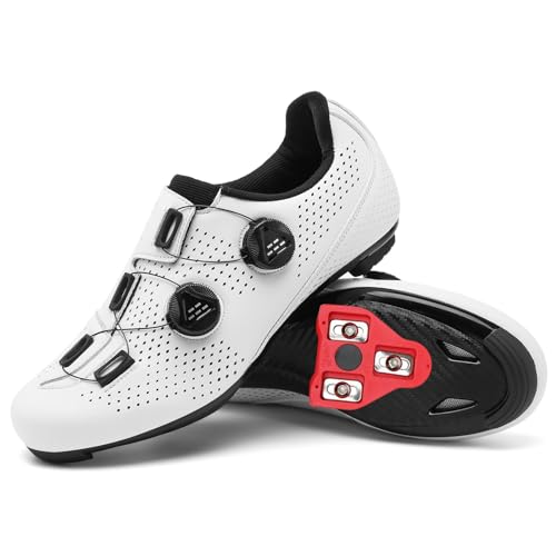 JiuQing Unisex-Fahrradschuhe Leichte Rennradschuhe Kompatibel Mit Peloton-Bikes Und SPD-Indoor-Riding-Delta-Cleats Im Lieferumfang Enthalten,Weiß,39 EU von JiuQing