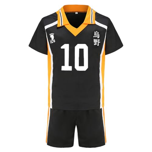 Jiumaocleu Haikyuu Cosplay-Kostüm Hinata Shoyo Cosplay Outfit Shirt Shorts Karasuno High School Team Volleyball Uniform Anzüge Trainingsanzug für Teenager Erwachsene von Jiumaocleu