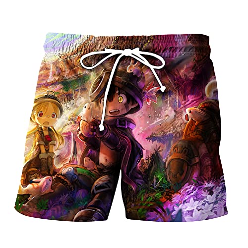 Jiumaocleu Hergestellt in Abyss Badehose Nanachi Strandshorts Anime Surfen Hose Sommer Schnell Trocken Board Kurze Hose Casual Laufen Gym Shorts von Jiumaocleu