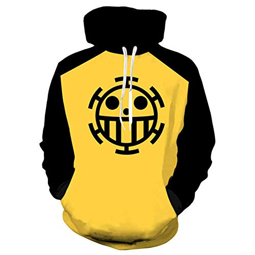 Jiumaocleu Trafalgar Law Hoodie/Zip Jacke, Anime Trafalgar Law Cosplay Kostüm Pullover Sweater Casual Hoodies Langarm Jacke Sweatshirt Unisex für Teenager Erwachsene, Pullover Hoodie, 4X-Large von Jiumaocleu