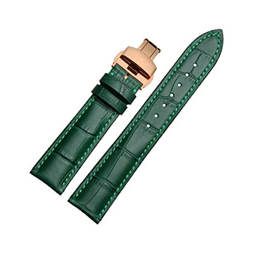 Kalbsleder-Uhrenarmband Grün Flexible haltbare Breath Strap18 / 20 / 22mm, Rose Gold Schließe, 20mm von Jksdp