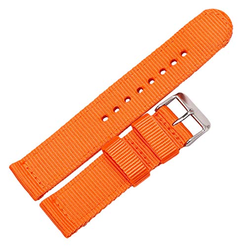 Jksdp Nylon Canvas Uhrenarmbänder Damen Herren Sport-Bügel-Armband 18mm 20mm 22mm 24mm Uhren Zubehör Schnellspanner Orange,22mm von Jksdp