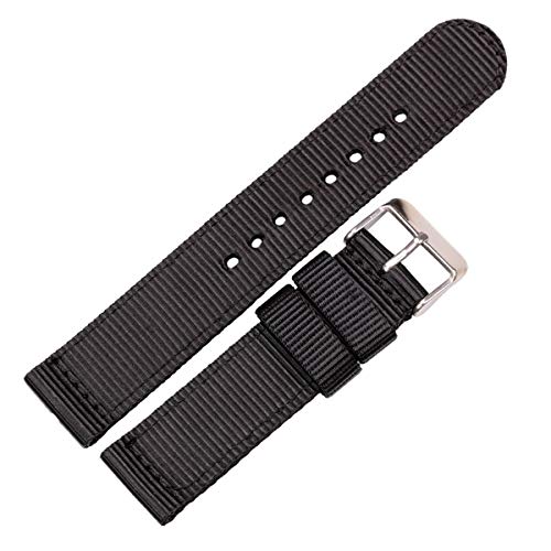 Jksdp Nylon Canvas Uhrenarmbänder Damen Herren Sport-Bügel-Armband 18mm 20mm 22mm 24mm Uhren Zubehör Schnellspanner Schwarz,18mm von Jksdp