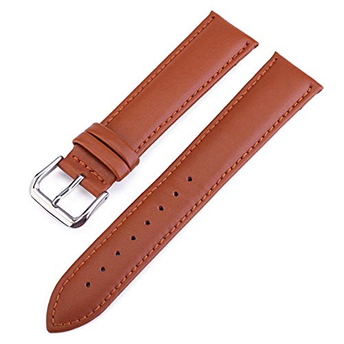 Uhrenarmband Leder 18 mm 20 mm 22 mm 24 mm Edelstahl-Wölbung Männer Frauen ersetzen Band Gürtel Uhren Zubehör, Hellbraun, 24mm von Jksdp