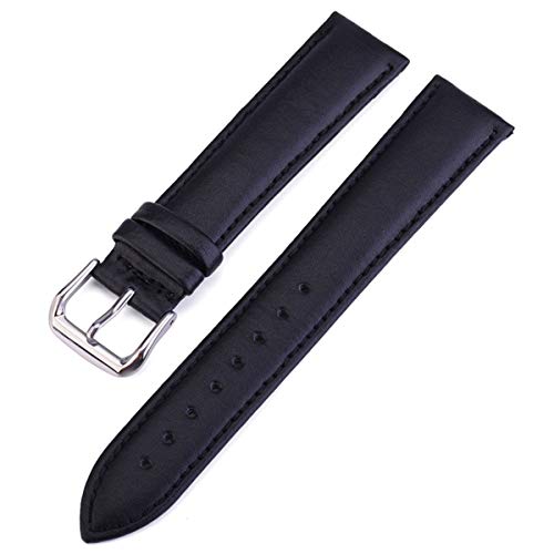 Uhrenarmband Leder 18 mm 20 mm 22 mm 24 mm Edelstahl-Wölbung Männer Frauen ersetzen Band Gürtel Uhren Zubehör, schwarz, 24mm von Jksdp