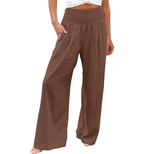 JkyKnowo Leinenhose Damen Sommer Hose Leinen Leicht Hose Weite Bein mit Taschen und Kordelzug | Bequeme High-Waist Einfarbig Sommerhose Atmungsaktive Hose JkyKnowo Leinenhose Damen Sommer Hose Leinen Leicht Hose Weite Bein mit Taschen und Kordelzug | Bequeme High-Waist Einfarbig Sommerhose Atmungsaktive Hose von JkyKnowo