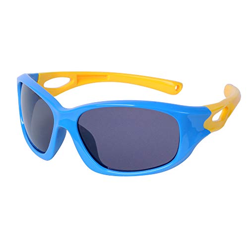 Sonnenbrille Kinder Polarisierte Sportbrille + Brillenband Silicone Anti-Rutsch + Etui, TR90 Flexiblem Gumm Rahmen für Jungen und Mädchen Alter 3-12 von JoXiGo