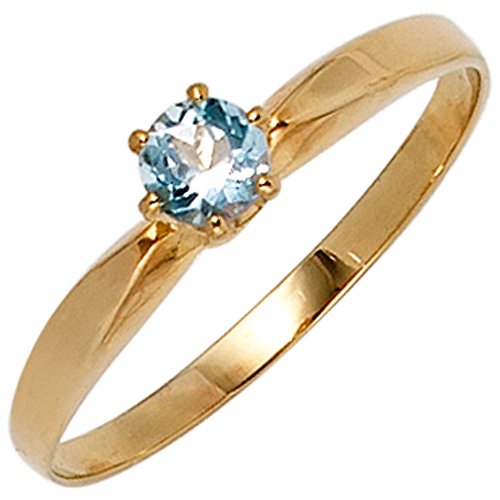 Jobo Damen Ring 585 Gold Gelbgold 1 Aquamarin hellblau blau Aquamarinring Größe 56 von Jobo