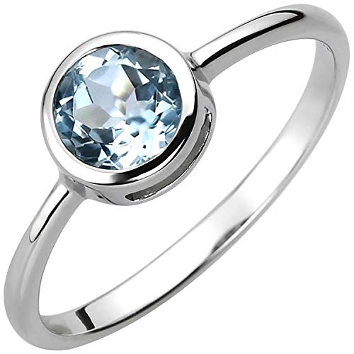 Jobo Damen-Ring aus 925 Silber mit Blautopas Größe 52 von Jobo