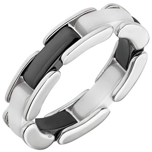 JOBO Damen-Ring aus 925 Silber mit schwarzer und weißer Keramik Größe 52 von Jobo