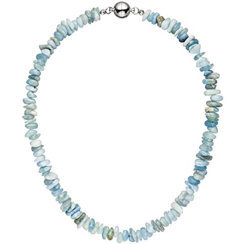 Jobo Damen Halskette Kette Aquamarin hellblau blau 45 cm Aquamarinkette Steinkette von Jobo