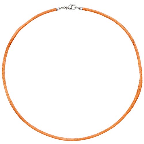 Jobo Damen Collier Halskette Seide orange 42 cm, Verschluss 925 Silber Kette von Jobo