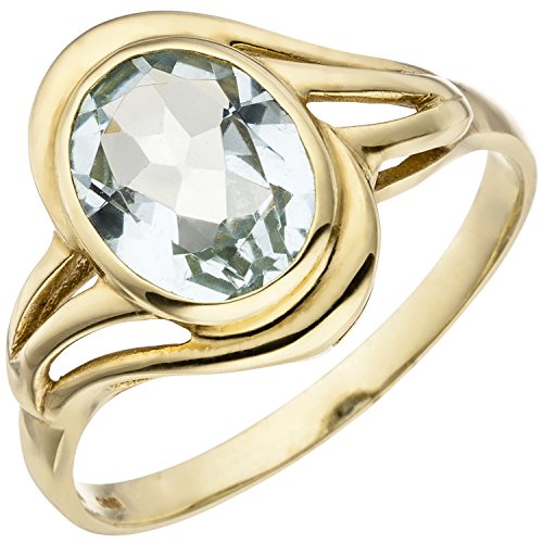 Jobo Damen Ring 585 Gold Gelbgold 1 Aquamarin hellblau blau Goldring Größe 60 von Jobo