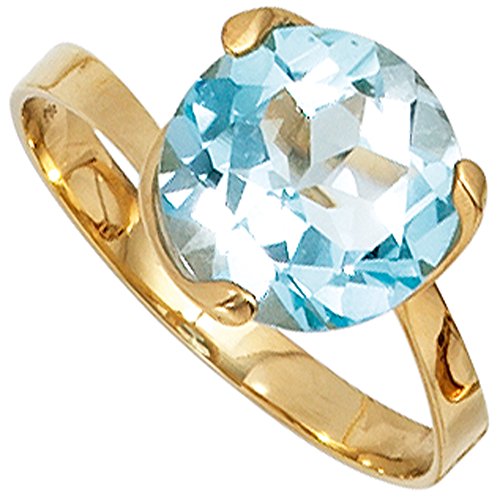 Jobo Damen Ring 585 Gold Gelbgold 1 Blautopas hellblau blau Goldring Topasring Größe 56 von Jobo