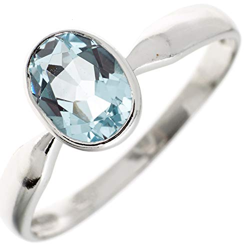 Jobo Damen Ring 925 Sterling Silber 1 Blautopas hellblau blau Silberring Größe 58 von Jobo