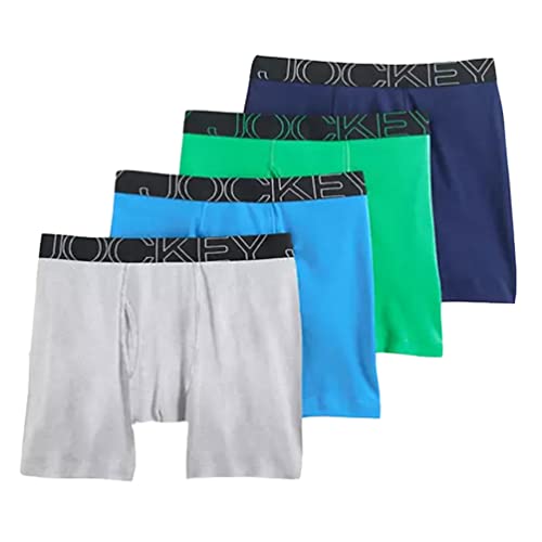 Jockey Men's 4-Pack ActiveBlend Boxer Briefs (Blue Gray Green, X-Large) von Jockey