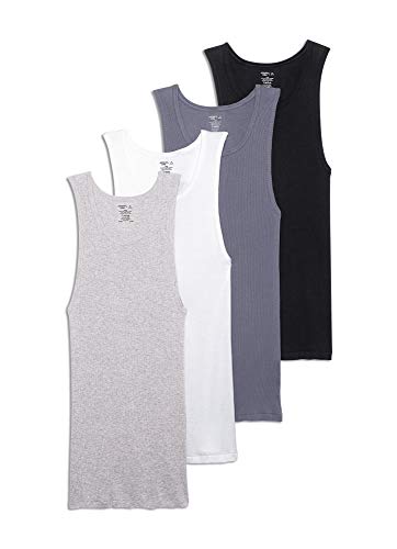 Jockey Men's T-Shirts 100% Cotton A-Shirt Tank - 4 Pack, Black/Lantern Grey/Grey Heather/White, XL von Jockey