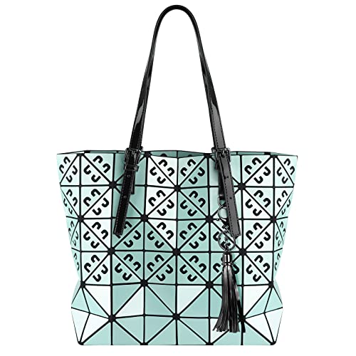 Jocose Moose Damen Handtasche Shopper - Geometrisches Irrlichtmuster Schultertaschen Damen Tote Tasche mit Quasten von Jocose Moose