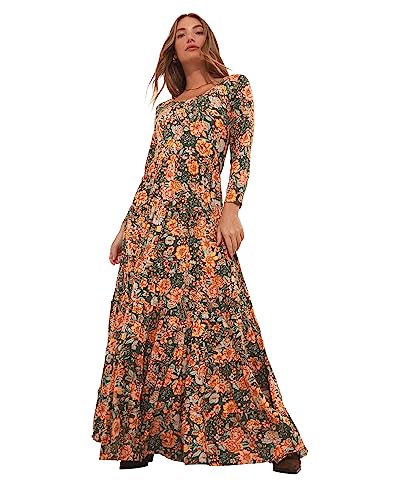 Joe Browns Damen Boho Floral Print Long Sleeve Maxi Casual Dress, Multi, 36 von Joe Browns