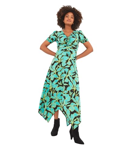 Joe Browns Damen Maxikleid mit Blumenmuster und Puffärmeln und Kordelzug an der Taille Kleid, grün, 40 von Joe Browns