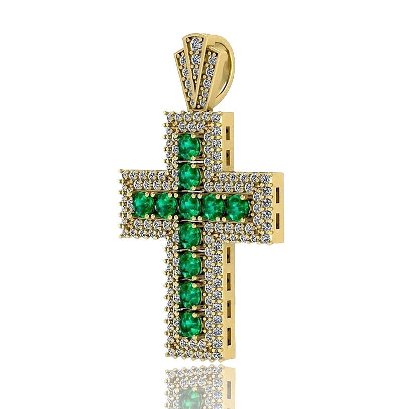 14K Gold Jerusalem Kreuz Anhänger, Diamanten Kruzifix Heiliges Land Kreuz, Halskette, Anhänger von JoelGoldDesigns