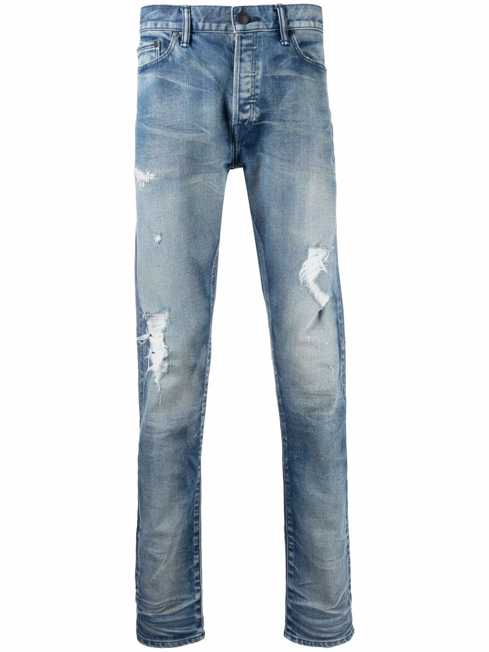 John Elliott Mid-Rise-Jeans im Distressed-Look - Blau von John Elliott