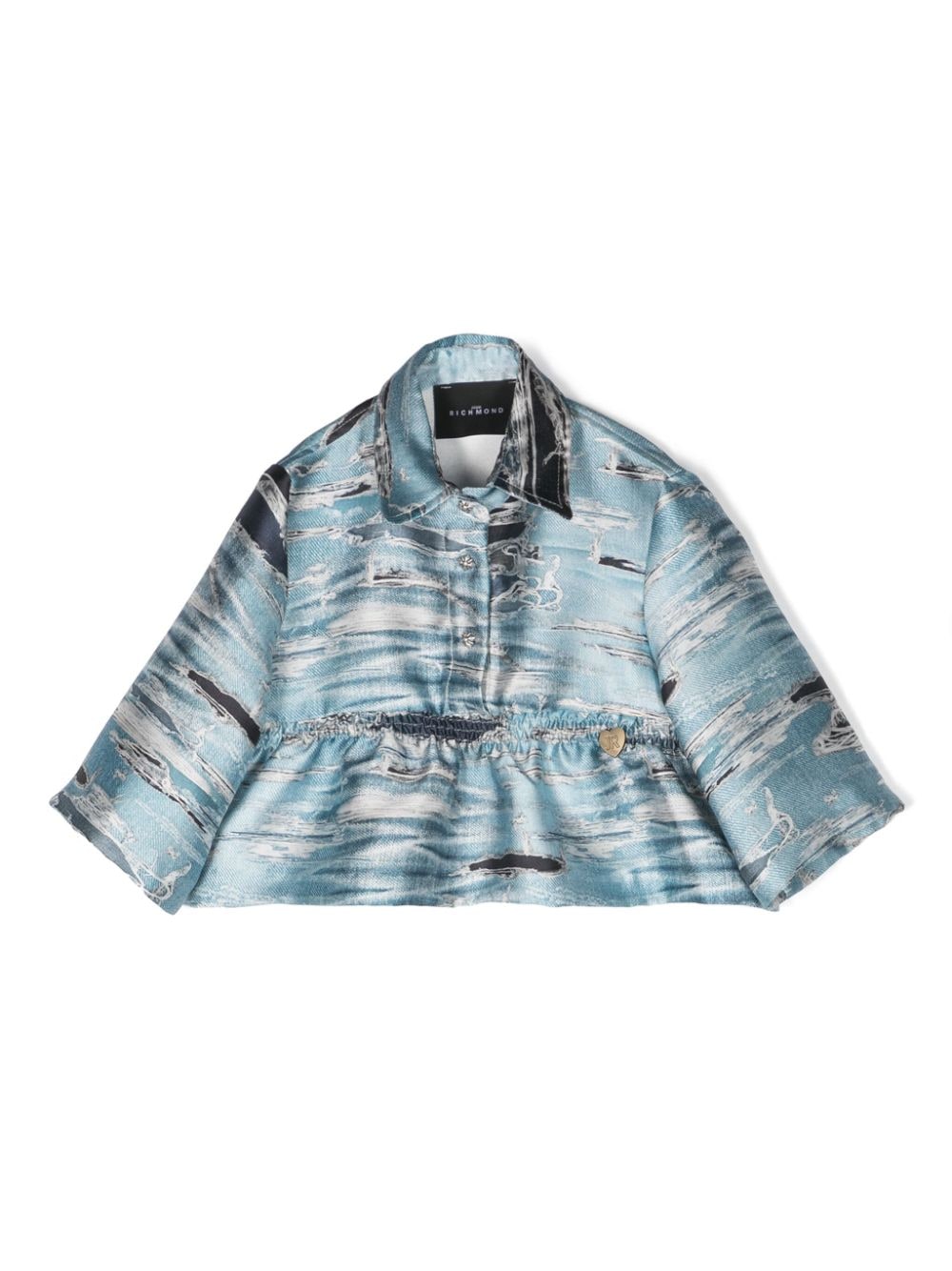 John Richmond Junior Schößchen-Bluse mit Distressed-Print - Blau von John Richmond Junior