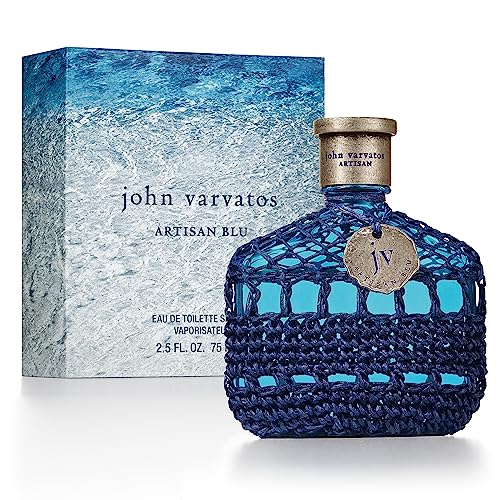 John Varvatos Artisan Blu – Eau de Toilette homme/men, 75 ml, holzig-belebender Duft für Herren, erfrischende Zitrusfrüchte & Kräuter, im edlen Design Flakon von John Varvatos