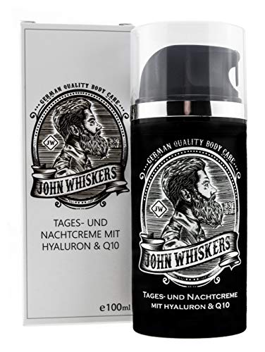 John Whiskers Tages- und Nachtcreme – Made in Germany – mit Hyaluron und Q10 – Gesichtspflege und Feuchtigkeitscreme für Männer von John Whiskers