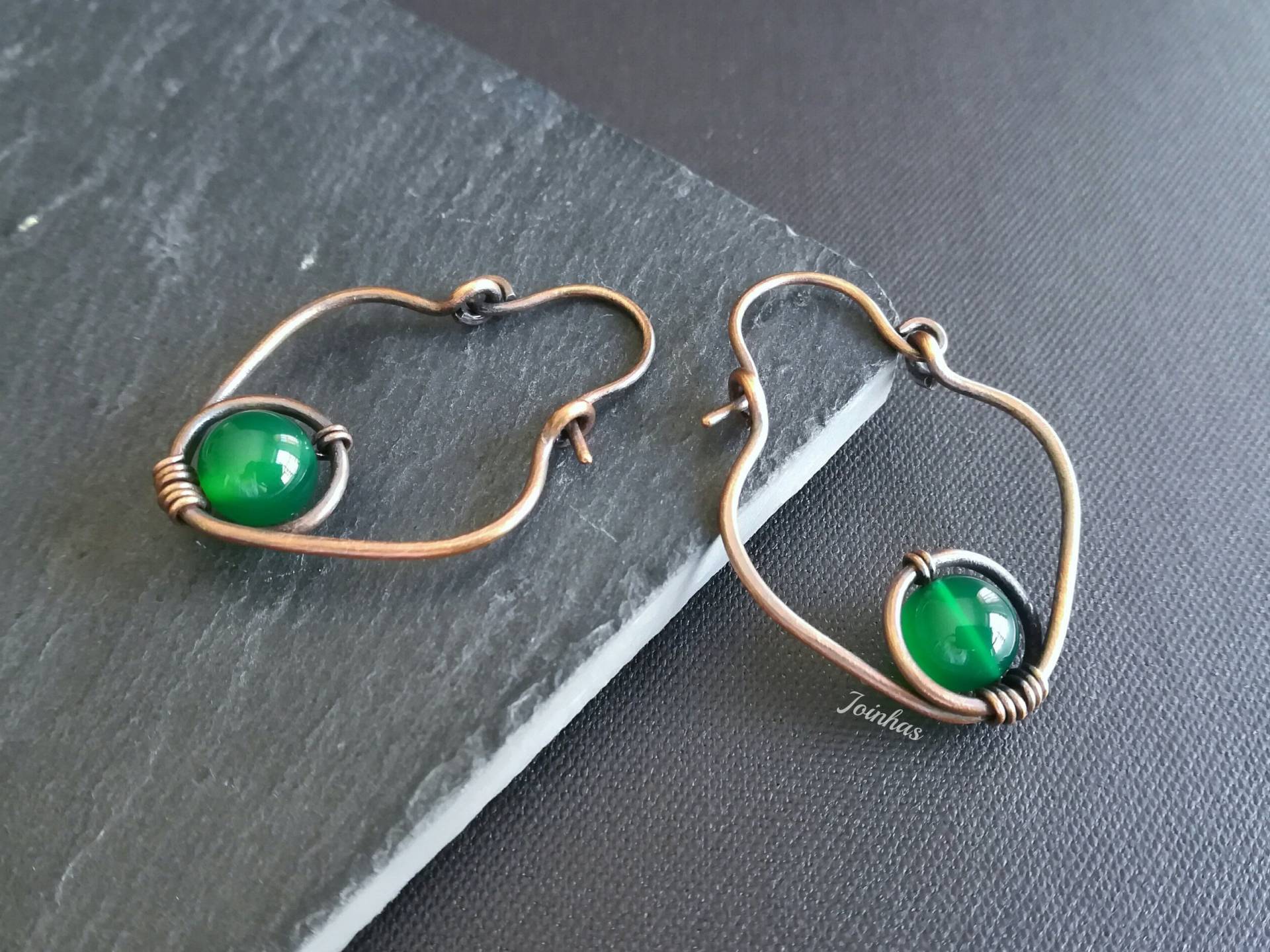 Kupfer Und Achat Ohrringe, Grüne Lever Back Elegante Schmuck Geschenk Für Moderne Frauen, Schlicht, Spaß, Lässig, Alltägliche Ohrringe von Joinhas