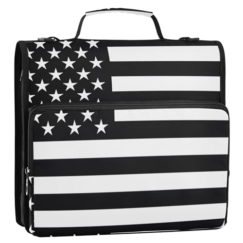 3,8 cm große Ordner mit 3 Ringen, strapazierfähig, amerikanische Flagge, Reißverschluss, Organizer, Ordner mit Schultergurt, für Schule, Reisen, Aufbewahrung, Portfolio-Ordner mit Griff, Schwarz 3,8 cm große Ordner mit 3 Ringen, strapazierfähig, amerikanische Flagge, Reißverschluss, Organizer, Ordner mit Schultergurt, für Schule, Reisen, Aufbewahrung, Portfolio-Ordner mit Griff, Schwarz von Joitme
