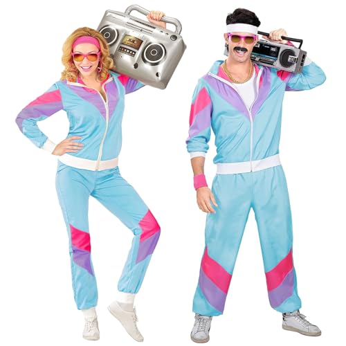 80er 90er Jahre Outfit Herren, Trainingsanzug Retro Anzug Jacke Hose, 80er 90er Jahre Trainingsanzug Disco Outfit Herren Assi Anzug, Retro Style Karneval Proll Anzug, 80ties Bad Taste Party Suit von Jooffery