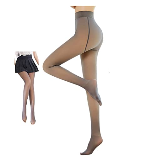 Jooffery Damen Strumpfhosen Plüschstrümpfe Perfekt Beine abnehmen Gefälschte durchscheinend Warm Fleece Pantyhose -wärmende Thermo strumpfhose, Winter verdickte Leggings, Kaffee-220G, Einheitsgröße von Jooffery