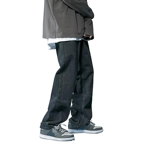 Jooffery Baggy Jeans Herren Y2K Hip Hop Jeans Straight Leg Skateboard Jeans Teenager Vintage Gerade Bein Jeanshose Loose Fit Pants 90er Boy Streetwear von Jooffery