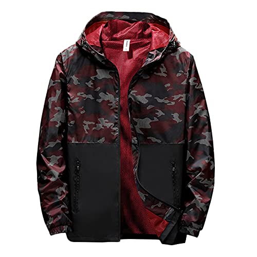 Regenjacke Herren Wasserdicht Outdoorjacke,Herren Outdoorjacke Winddicht Atmungsaktiv Regenjacke Leicht mit Kapuze Dünn Windbreaker Jacke Herren Sport Jacken Sonnenschutz Wandernjacke Regenanzug von Jooffery