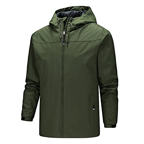 Jooffery Regenjacke Herren Outdoorjacke, Regenjacken Atmungsaktiv Windbreaker Leicht Wanderjacke Regenmantel mit Kapuze Faltbare, Grün, M von Jooffery