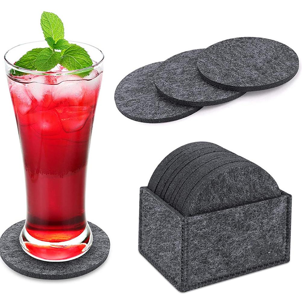 14 Stück runde Filzuntersetzer mit Aufbewahrungsbox, wasserabsorbierende Tischuntersetzer für Getränke, Tassen, Bars und Gläser graue 14 Stück runde Filzuntersetzer mit Aufbewahrungsbox, wasserabsorbierende Tischuntersetzer für Getränke, Tassen, Bars und Gläser graue von Joom DACH